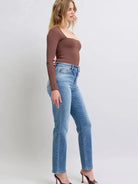 Judy Blue Toasty Blues Vintage Wash Thermal Straight Jeans-Women's Jeans-Shop Z & Joxa