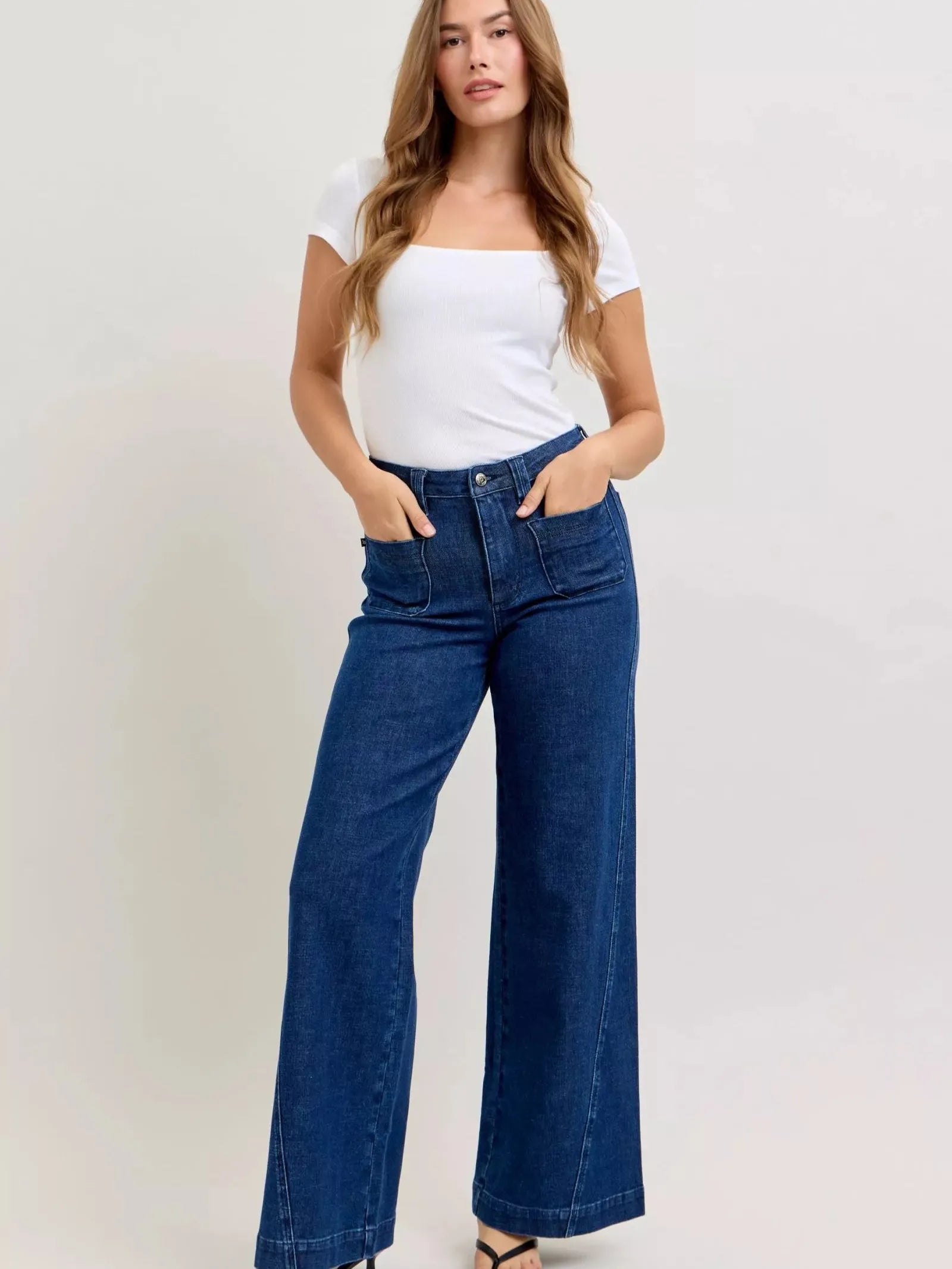 Judy Blue Twist & Shout Retro Wide Jeans with Twisted Seams-Women's Jeans-Shop Z & Joxa
