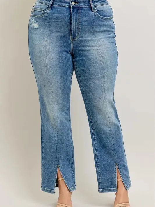 Judy Blue Vintage Edge Highrise Front Seam & Slit Jeans-Women's Jeans-Shop Z & Joxa
