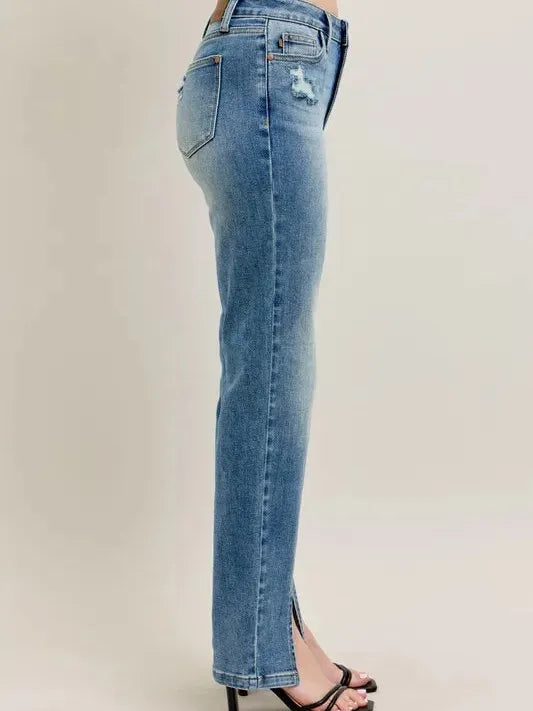 Judy Blue Vintage Edge Highrise Front Seam & Slit Jeans-Women's Jeans-Shop Z & Joxa