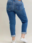 Judy Blue Weekend Vibes Mid Rise Boyfriend Jeans with Cuff-Women's Jeans-Shop Z & Joxa