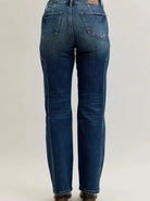 Judy Blue Western Flame Mid Rise Seam Detail Jeans Dark Blue-Women's Jeans-Shop Z & Joxa