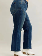 Judy Blue Western Flame Mid Rise Seam Detail Jeans Dark Blue-Women's Jeans-Shop Z & Joxa