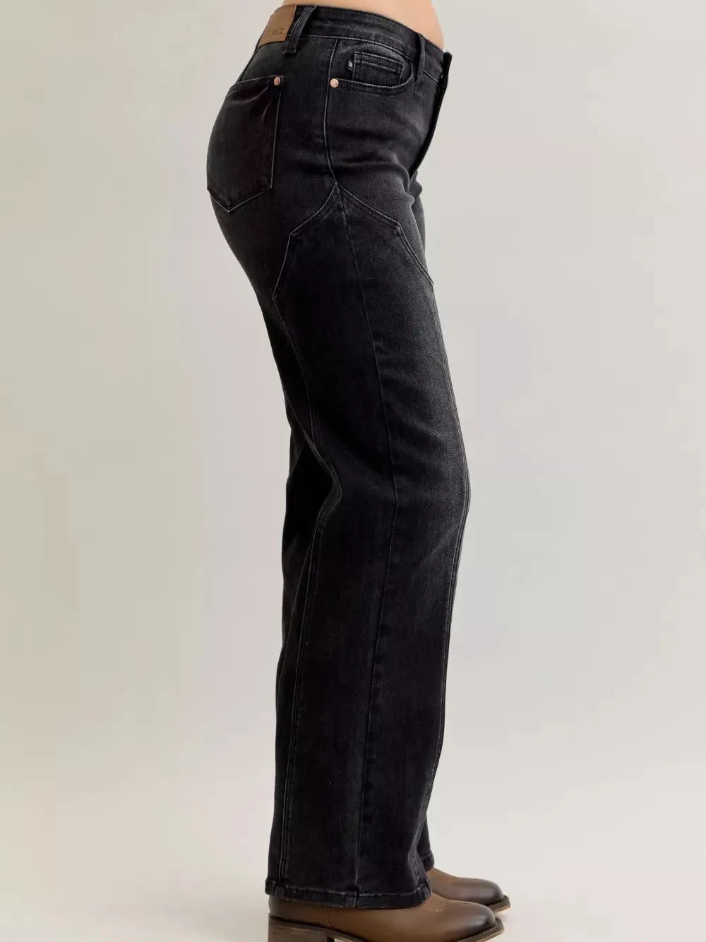 Judy Blue Western Flame Mid Rise Seam Detail Straight Jeans-Women's Jeans-Shop Z & Joxa