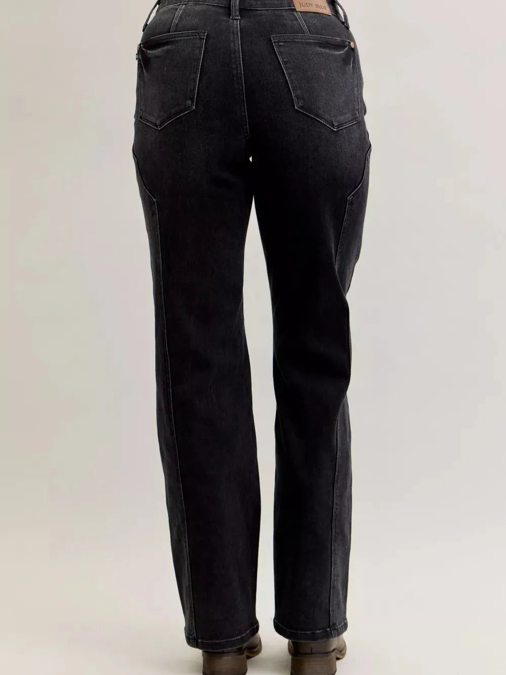 Judy Blue Western Flame Mid Rise Seam Detail Straight Jeans-Women's Jeans-Shop Z & Joxa