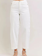 Judy Blue White Magic Highrise Rigid Magic Panel Barrel Jeans-Women's Jeans-Shop Z & Joxa