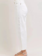 Judy Blue White Magic Highrise Rigid Magic Panel Barrel Jeans-Women's Jeans-Shop Z & Joxa