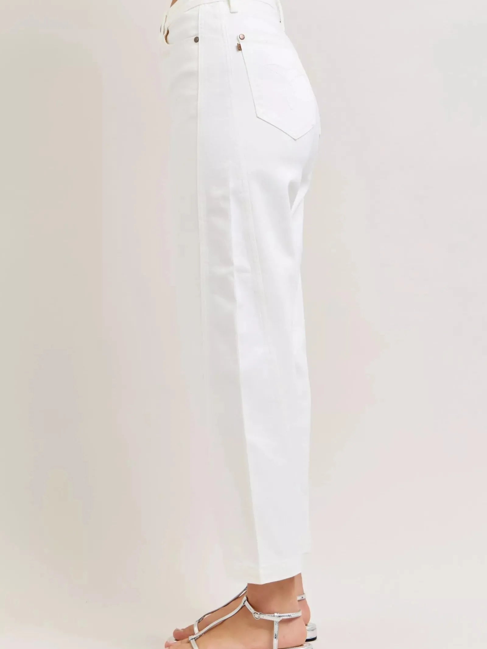 Judy Blue White Magic Highrise Rigid Magic Panel Barrel Jeans-Women's Jeans-Shop Z & Joxa