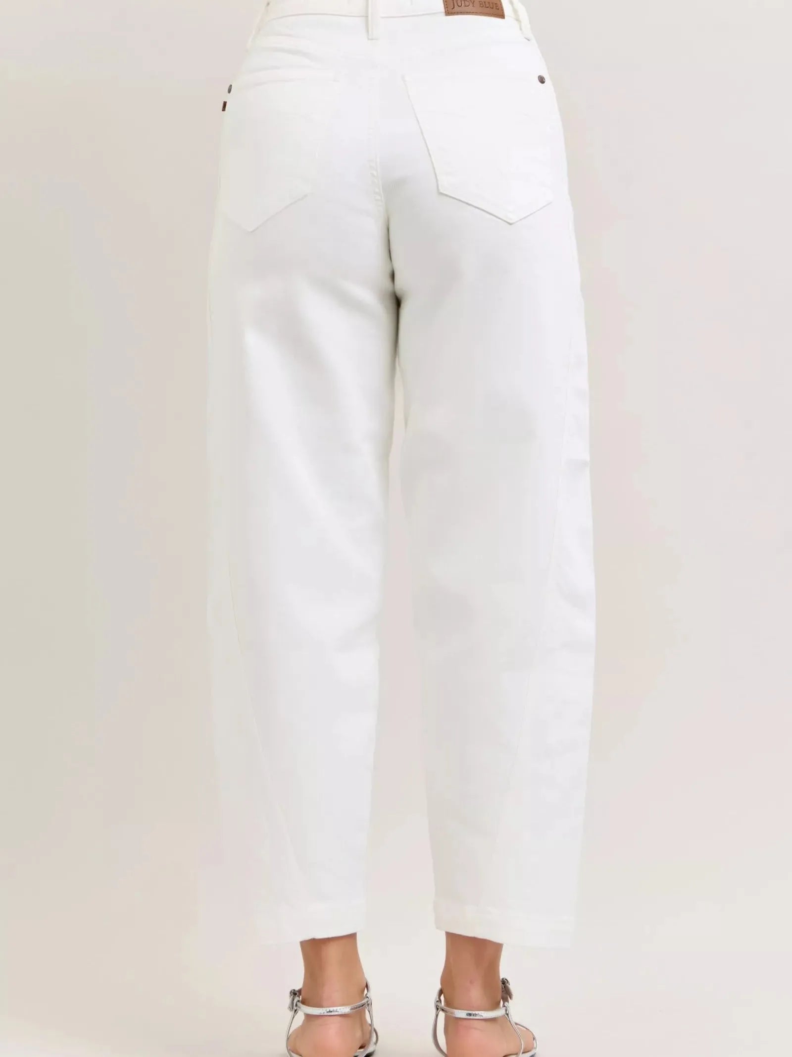 Judy Blue White Magic Highrise Rigid Magic Panel Barrel Jeans-Women's Jeans-Shop Z & Joxa