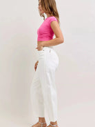 Judy Blue White Magic Highrise Rigid Magic Panel Barrel Jeans-Women's Jeans-Shop Z & Joxa