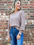 Just Add Shimmer Metallic Mauve Knit Sweater-Women's Clothing-Shop Z & Joxa