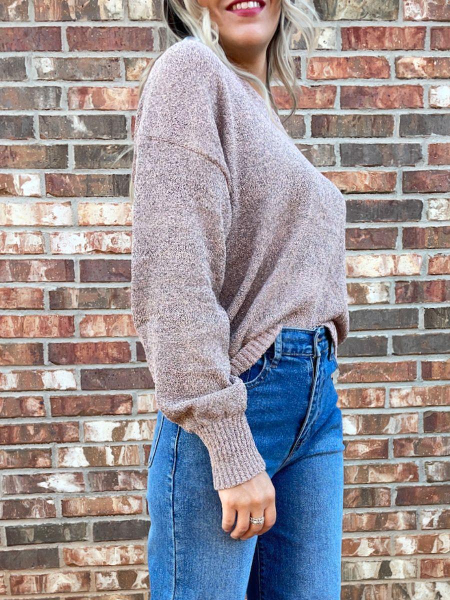 Just Add Shimmer Metallic Mauve Knit Sweater-Women's Clothing-Shop Z & Joxa