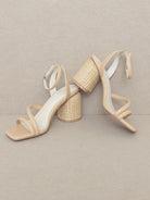 Just Beachy Strappy Raffia Mule Heels-Women's Shoes-Shop Z & Joxa