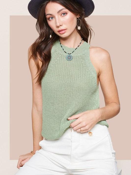 Just Chic Enough Knit Halter Top-Women's Clothing-Shop Z & Joxa