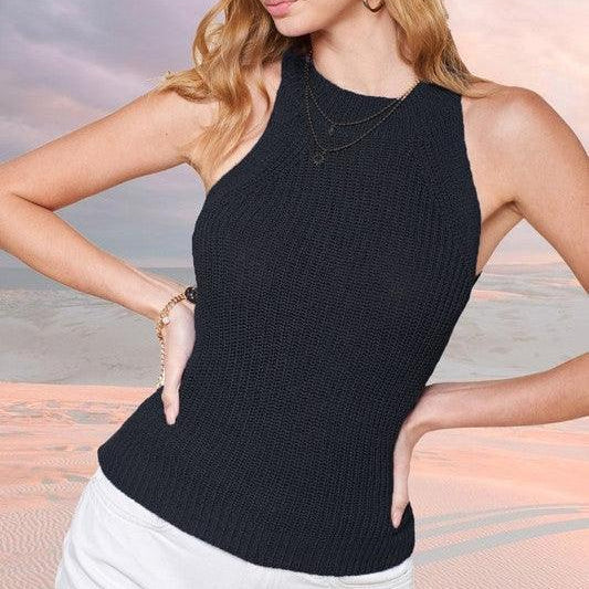Just Chic Enough Knit Halter Top-Women's Clothing-Shop Z & Joxa