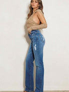 Just a Lil' Subtle Distressed Straight Leg Jeans-Women's Jeans-Shop Z & Joxa