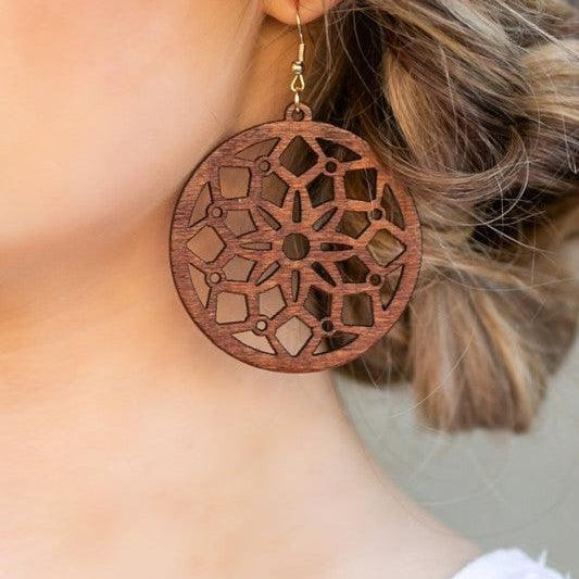 Kaleidoscope Wooden Dangle Earrings-Women's Accessories-Shop Z & Joxa