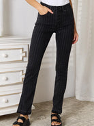 Kancan Onyx Glide Black Pants with Silver Stripes-Women's Jeans-Shop Z & Joxa