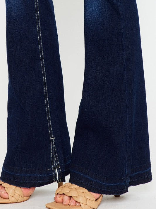 Kancan USA Day or Night Denim Mid Rise Detail Hem Flare Jeans-Women's Clothing-Shop Z & Joxa