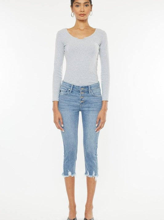 Kancan USA Denim Different Mid-Rise Capri Jeans-Women's Clothing-Shop Z & Joxa