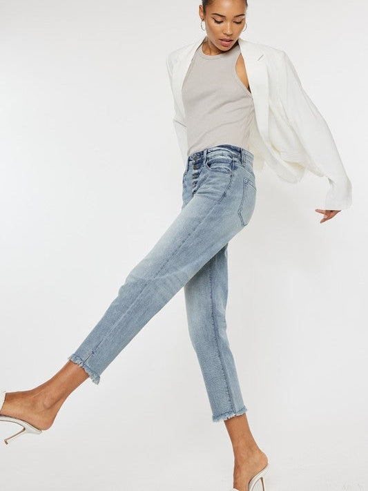 Kancan USA Denim is a Way of Life High-Rise Straight Fit Jeans-Women's Clothing-Shop Z & Joxa