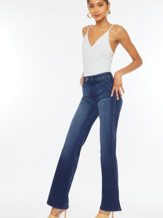 Kancan USA Love My Flare High Rise Slim Flare Jeans-Women's Clothing-Shop Z & Joxa