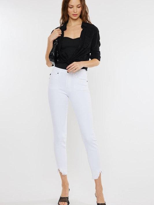 Kancan USA My Favorite High-Rise Skinny Jeans with Jagged Hem-Women's Clothing-Shop Z & Joxa