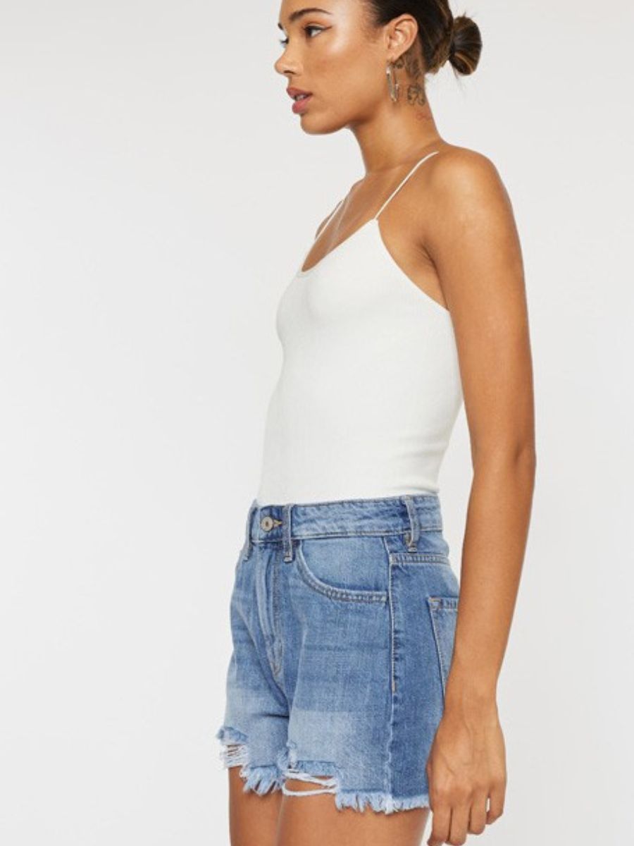Kancan USA Never Look Back High Rise Denim Shorts-Women's Clothing-Shop Z & Joxa