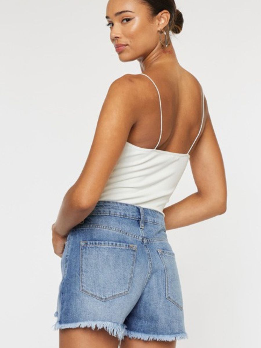 Kancan USA Never Look Back High Rise Denim Shorts-Women's Clothing-Shop Z & Joxa