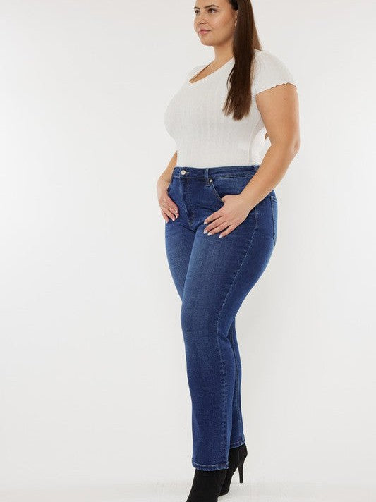 Kancan USA Plus Stay Ahead of the Curve High Rise Slim Straight Leg Jeans-Women's Clothing-Shop Z & Joxa