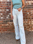 Kancan Whatever Forever High Rise Wide Leg Striped Denim Jeans-Women's Clothing-Shop Z & Joxa