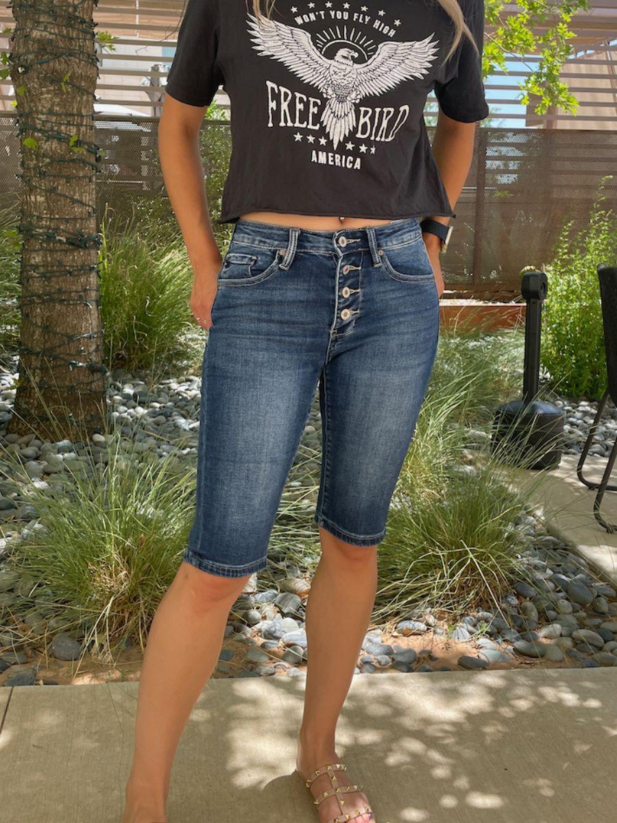 Kancan When in Doubt Bermuda Jean Shorts-Women's Clothing-Shop Z & Joxa