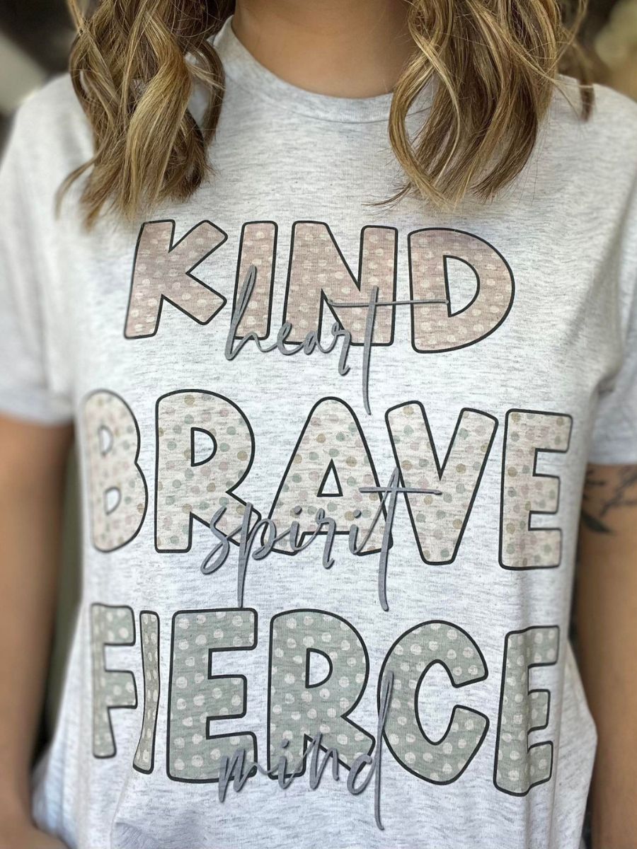 Kind, Brave and Fierce Graphic Tee-Women's Clothing-Shop Z & Joxa