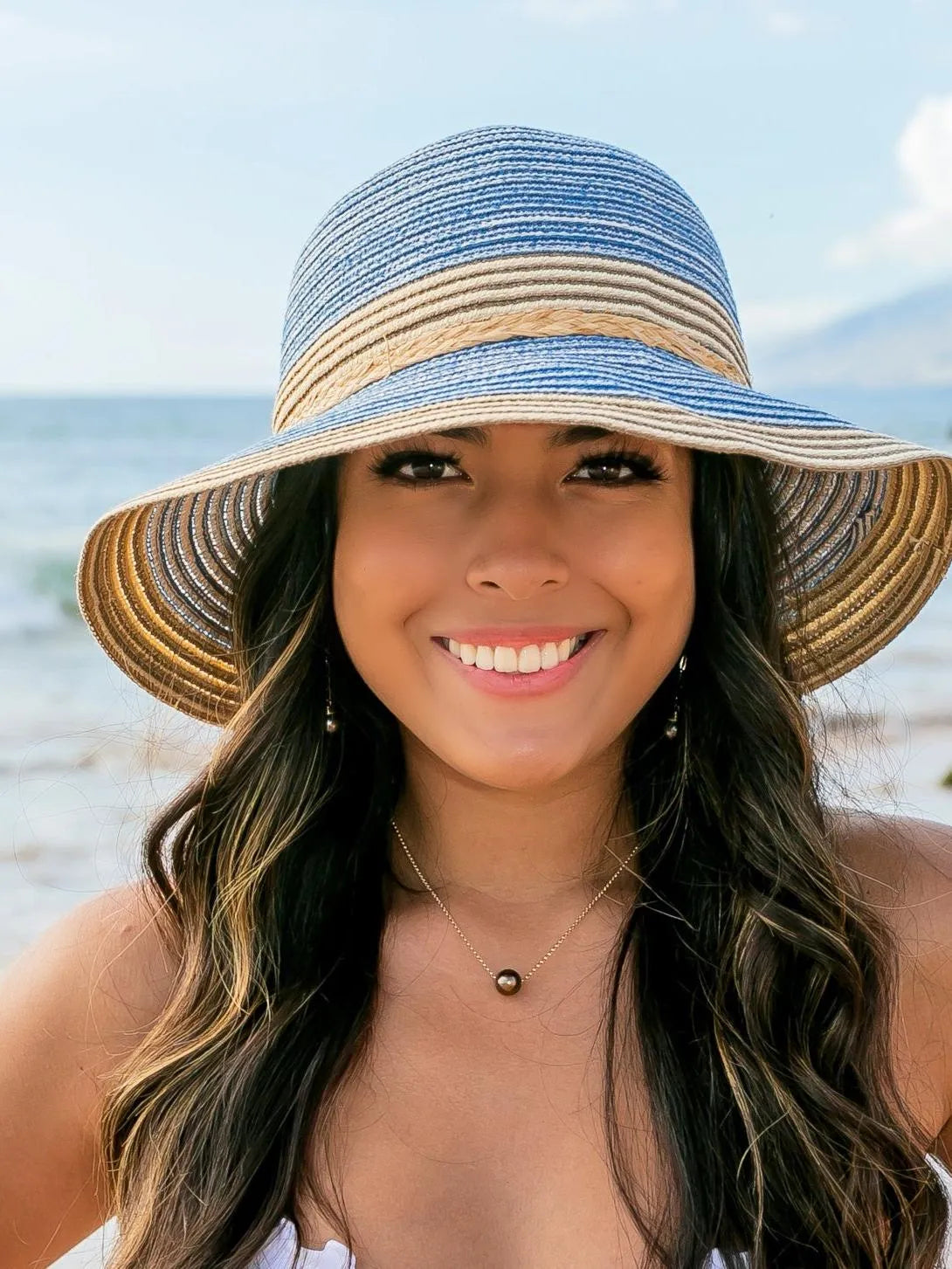 Sun Kissed & Striped Multi-Stripe Bow Accent Sunhat-Straw Sunhat-Shop Z & Joxa