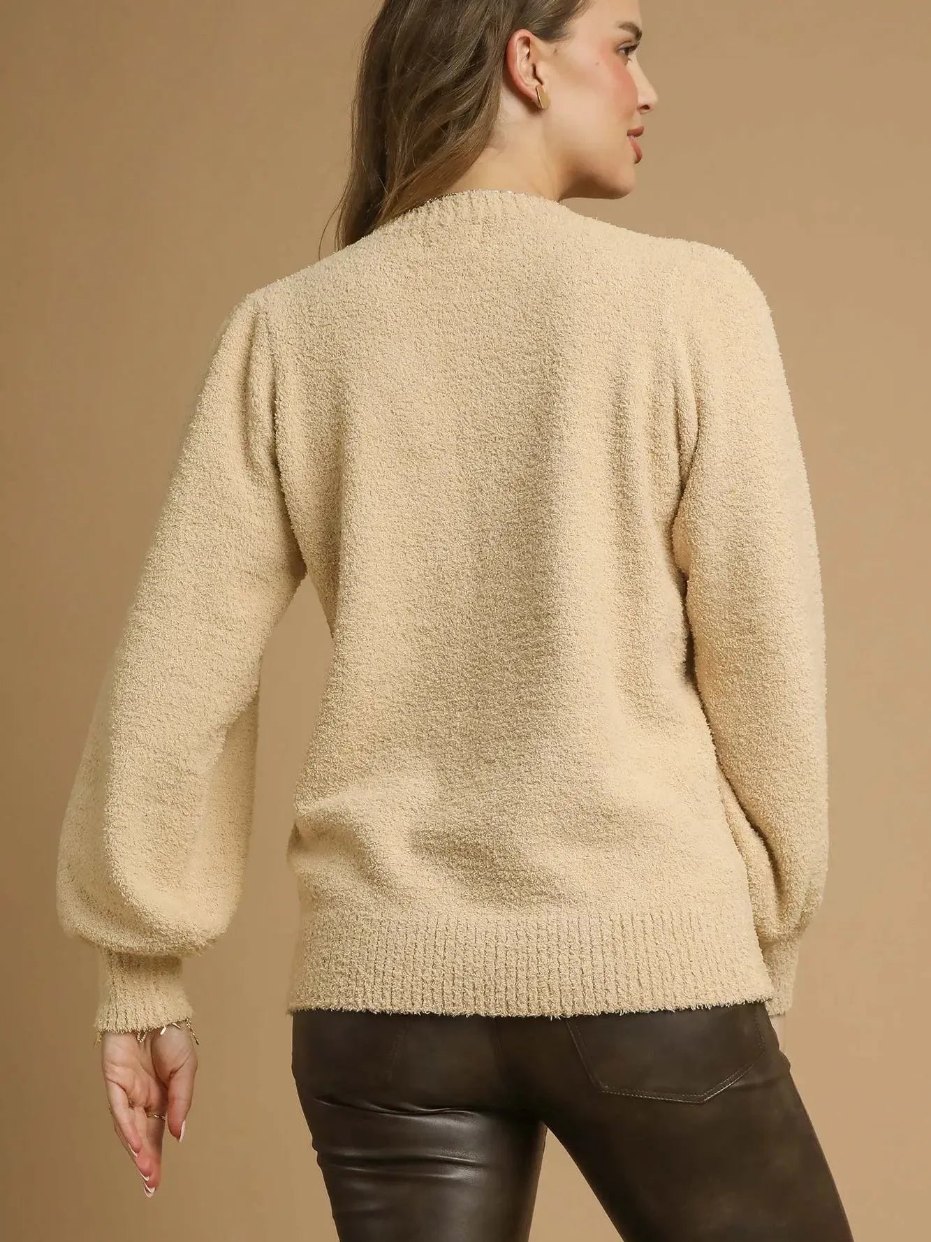 Latte Love Textured Knit Long Sleeve Sweater by Umgee-Women's Shirts & Tops-Shop Z & Joxa
