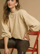 Latte Love Textured Knit Long Sleeve Sweater by Umgee-Women's Shirts & Tops-Shop Z & Joxa