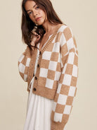 Layer Up in Gingham Button Up Cropped Cardigan-Women's Clothing-Shop Z & Joxa