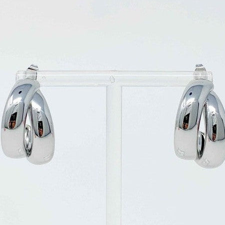 Lean On Me Double Hoop Silver Earrings-Women's Accessories-Shop Z & Joxa