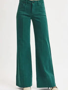 Leg Up: Risen Tummy Control Wide Leg Jeans in Rich Green-Women's Jeans-Shop Z & Joxa