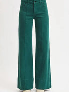 Leg Up: Risen Tummy Control Wide Leg Jeans in Rich Green-Women's Jeans-Shop Z & Joxa