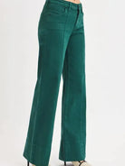 Leg Up: Risen Tummy Control Wide Leg Jeans in Rich Green-Women's Jeans-Shop Z & Joxa
