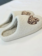 Leopard Bow Cozy Fuzzy Lounge Slippers-Women's Accessories-Shop Z & Joxa