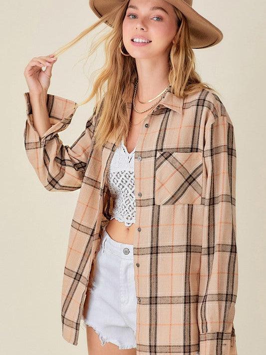 Let the Good Times Roll Long-Sleeve Plaid Shirt-Women's Accessories-Shop Z & Joxa