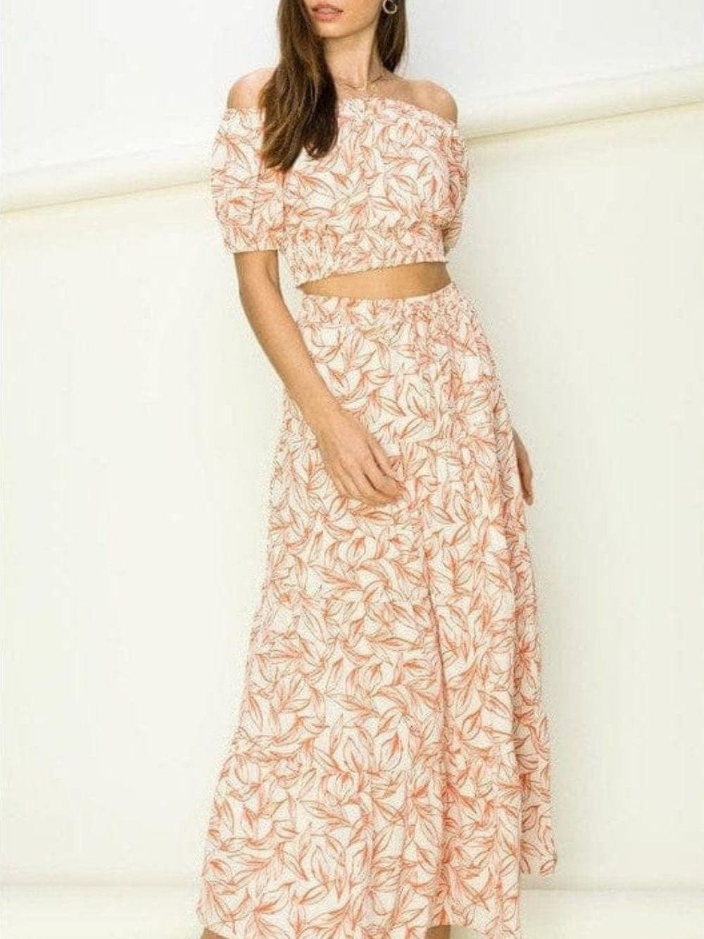 Lets Go Flowy Tiered Crop Top and Maxi Skirt Set-Women's Clothing-Shop Z & Joxa
