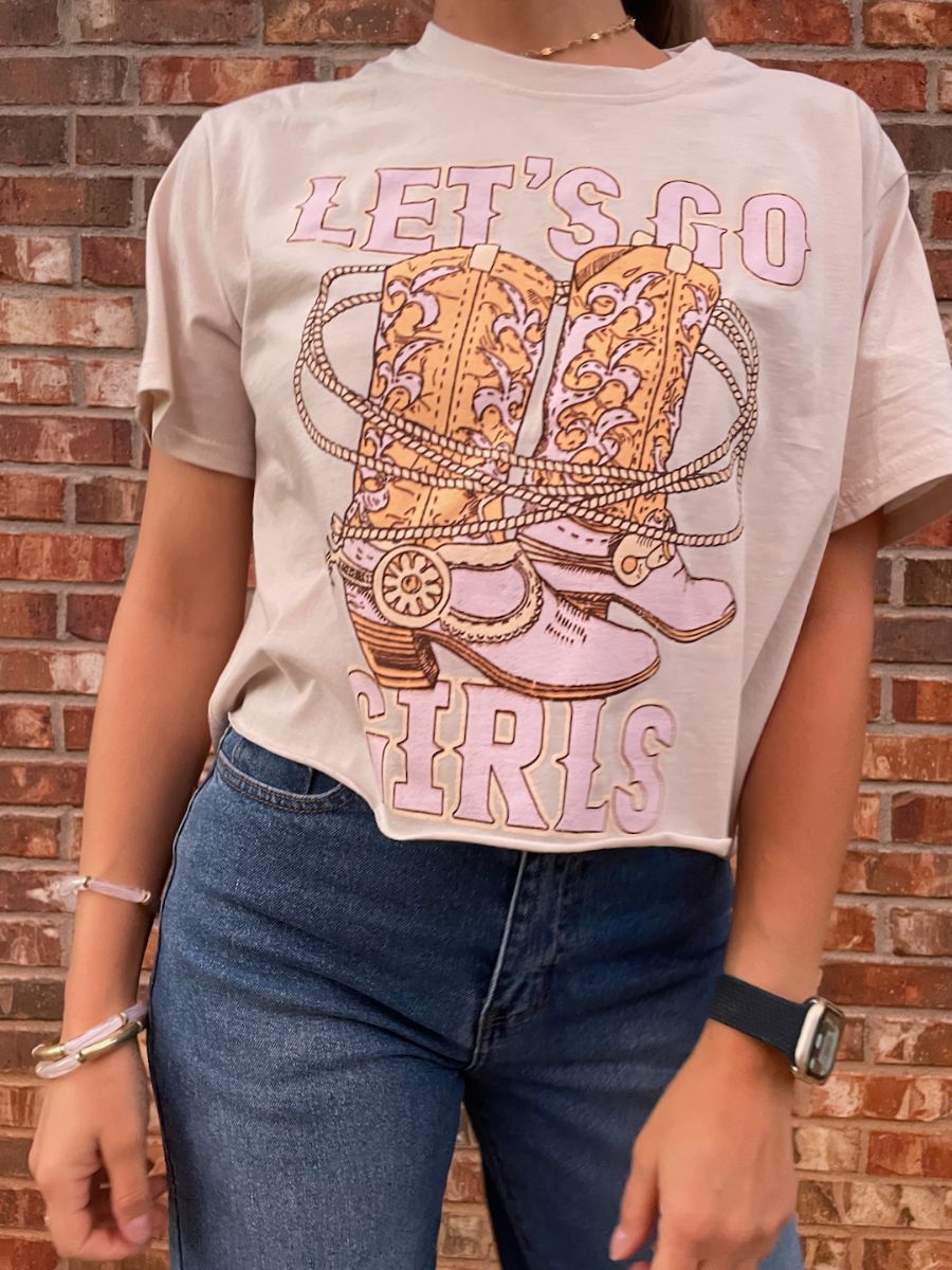 Let's Go Girls Cropped Graphic Tee-Women's Clothing-Shop Z & Joxa