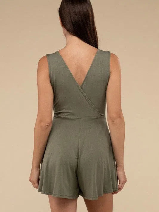 Levelling Up Daily Surplice Neckline Sleeveless Romper-Women's Clothing-Shop Z & Joxa