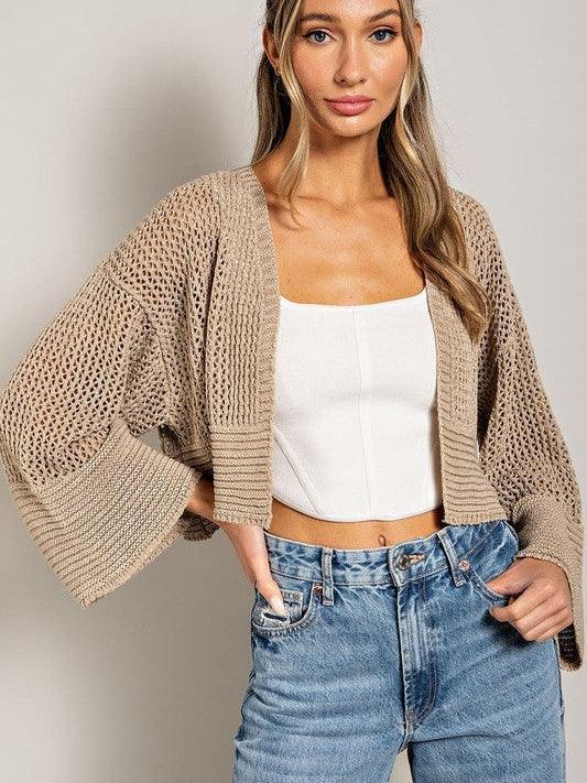 Life Isn't Perfect, But My Cardigan Is Wide Sleeve Cropped Cardigan-Women's Clothing-Shop Z & Joxa
