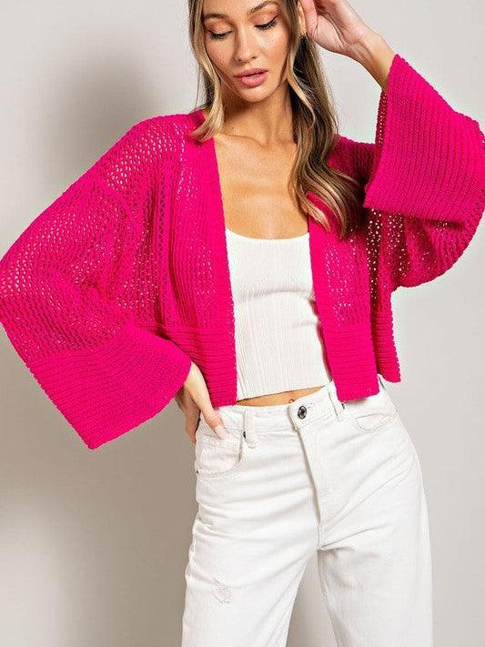 Life Isn't Perfect, But My Cardigan Is Wide Sleeve Cropped Cardigan-Women's Clothing-Shop Z & Joxa