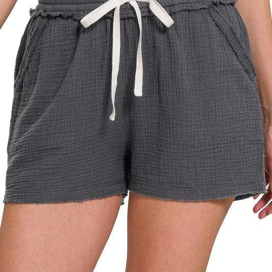 Life in the Comfort Zone Gauze Shorts with Drawstring-Women's Clothing-Shop Z & Joxa