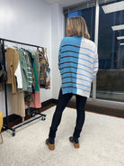 Life's Better in Blue Two-Tone Striped Knit Lightweight Sweater-Women's Clothing-Shop Z & Joxa